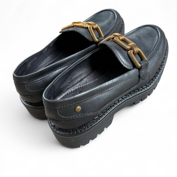 Black Loafers with Gold Chain Detail - Picture 4 of 6